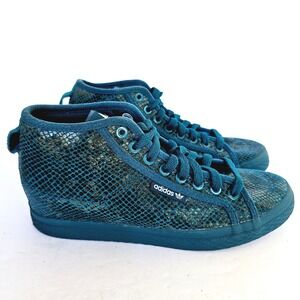 Adidas Honey Up Blue Snakeskin Suede Womens Wedge Sneaker Sz 7.5 -  Sh956.‎